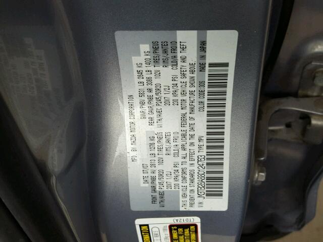 JM3TB28A880124763 - 2008 MAZDA CX-9 SILVER photo 10