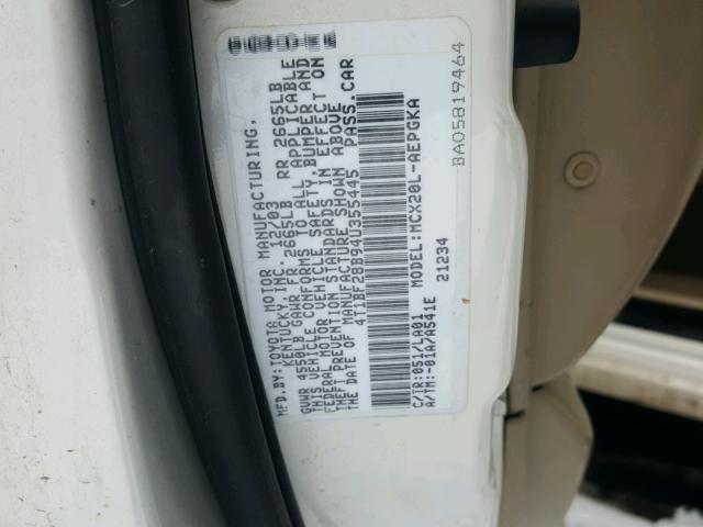 4T1BF28B94U355445 - 2004 TOYOTA AVALON XL WHITE photo 10