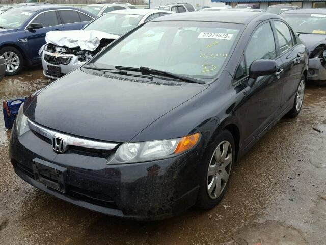 2HGFA16588H357421 - 2008 HONDA CIVIC LX BLACK photo 2