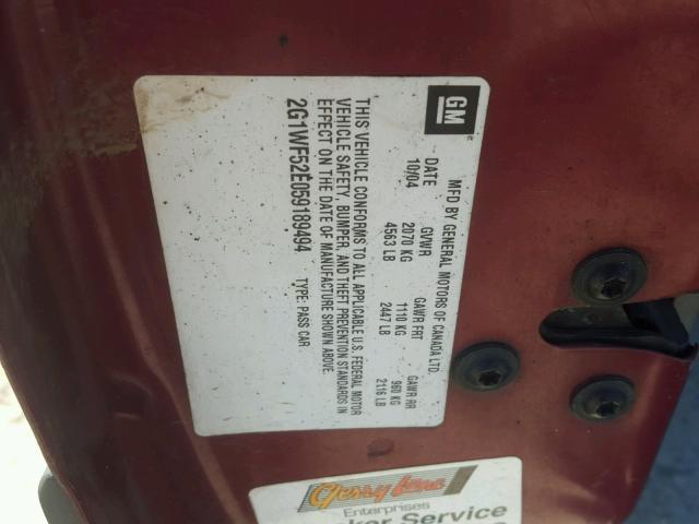 2G1WF52E059189494 - 2005 CHEVROLET IMPALA 栗色 照片 10