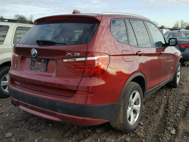 5UXWX5C59CL723888 - 2012 BMW X3 XDRIVE2 RED photo 4