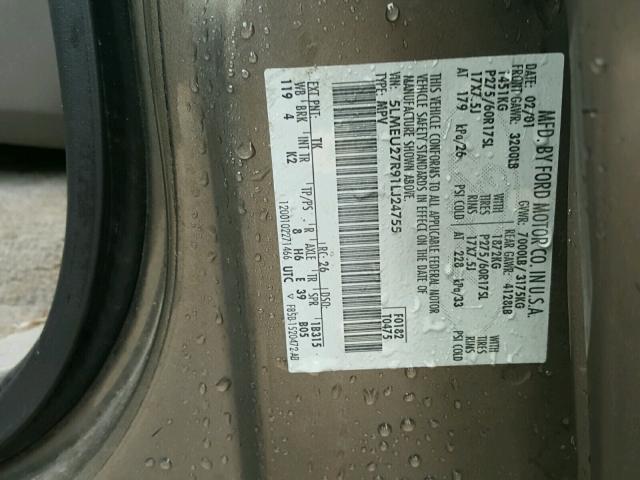 5LMEU27R91LJ24755 - 2001 LINCOLN NAVIGATOR 米色 照片 10