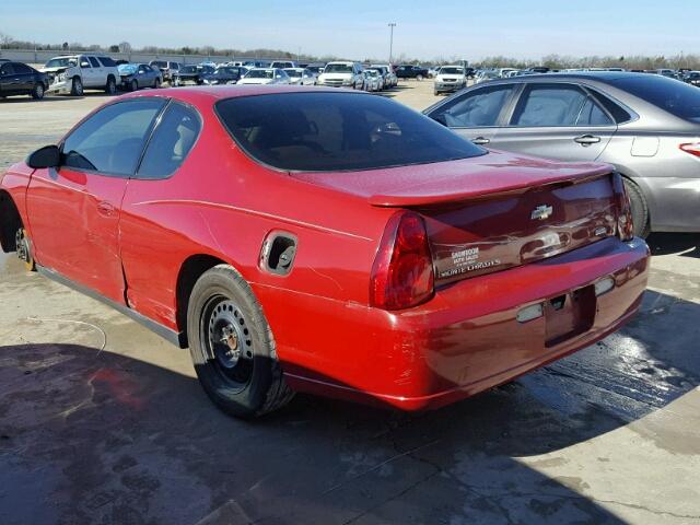 2G1WJ15K679210702 - 2007 CHEVROLET MONTE CARL RED photo 3