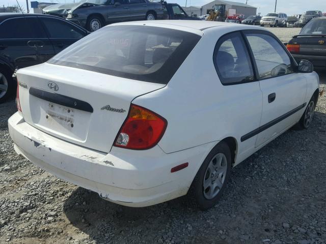 KMHCF35C53U271192 - 2003 HYUNDAI ACCENT L WHITE photo 4