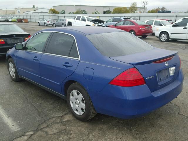 1HGCM564X7A160742 - 2007 HONDA ACCORD LX BLUE photo 3