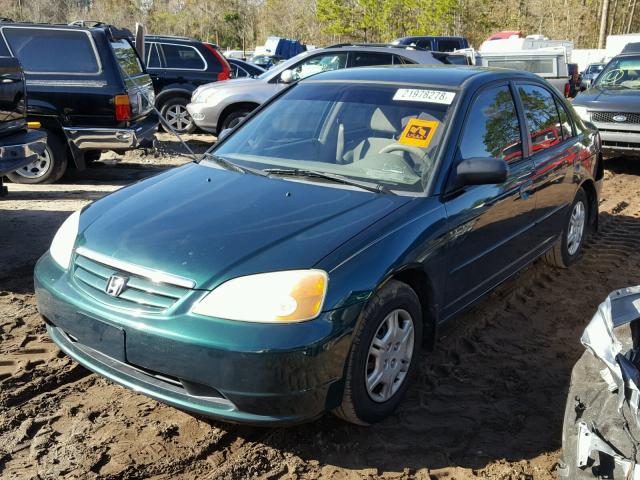 1HGES16552L079225 - 2002 HONDA CIVIC LX GREEN photo 2