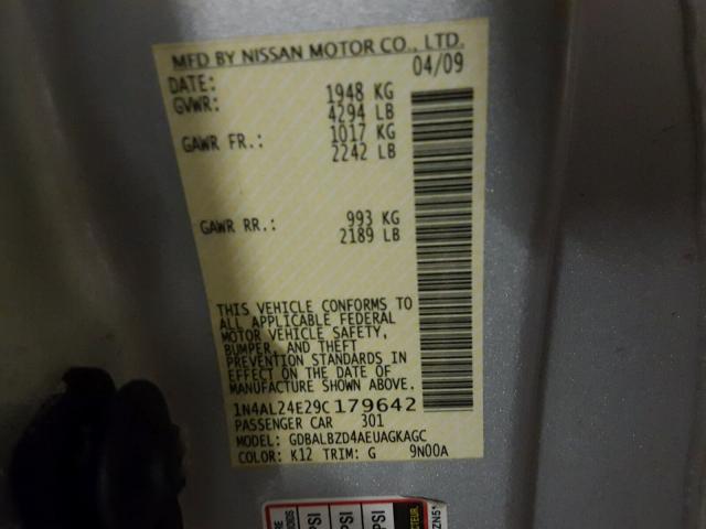 1N4AL24E29C179642 - 2009 NISSAN ALTIMA 2.5 SILVER photo 10