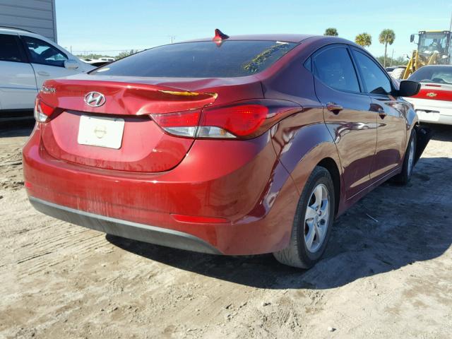 5NPDH4AE8EH475952 - 2014 HYUNDAI ELANTRA SE RED photo 4