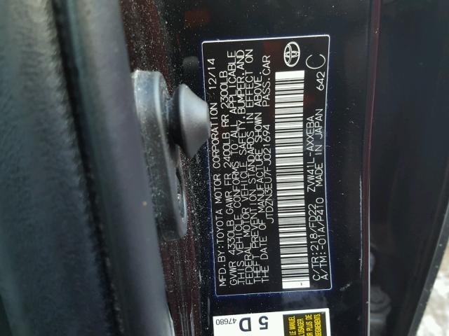 JTDZN3EU7FJ021694 - 2015 TOYOTA PRIUS V BLACK photo 10