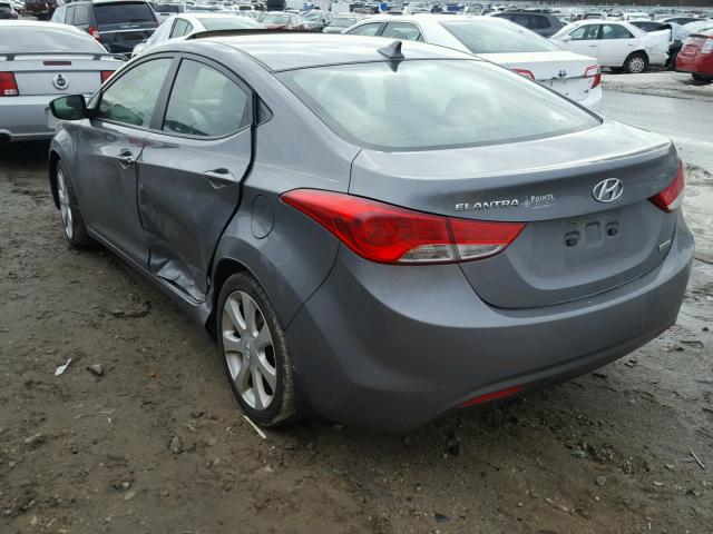 5NPDH4AE1CH142585 - 2012 HYUNDAI ELANTRA GL GRAY photo 3