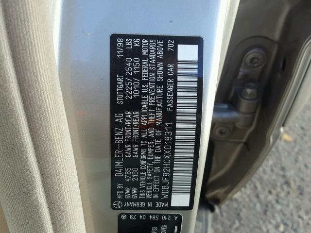 WDBJF82H0XX018311 - 1999 MERCEDES-BENZ E 320 4MAT GOLD photo 10