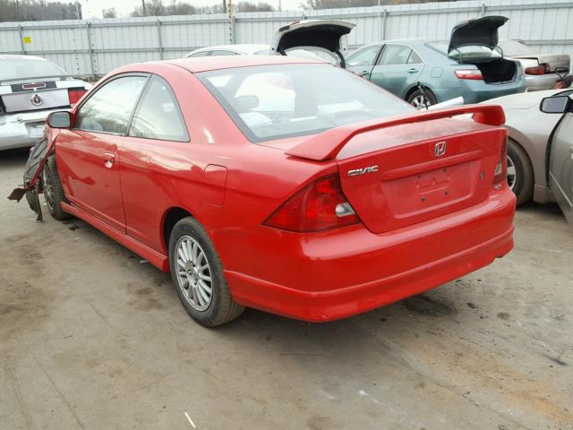 1HGEM22902L032029 - 2002 HONDA CIVIC EX წითელი ფოტო 3
