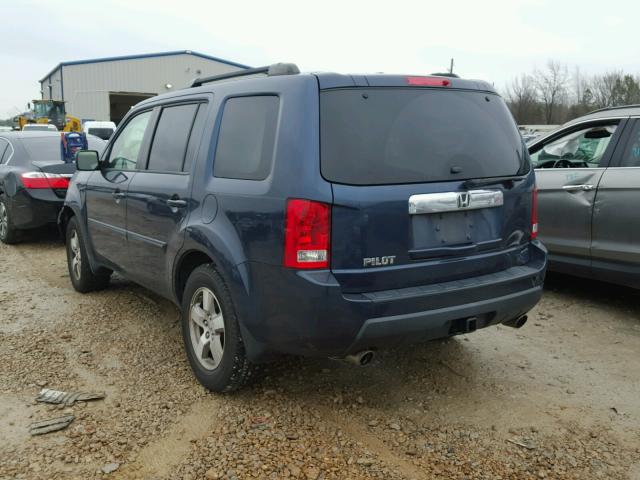 5FNYF38549B013352 - 2009 HONDA PILOT EXL BLUE photo 3