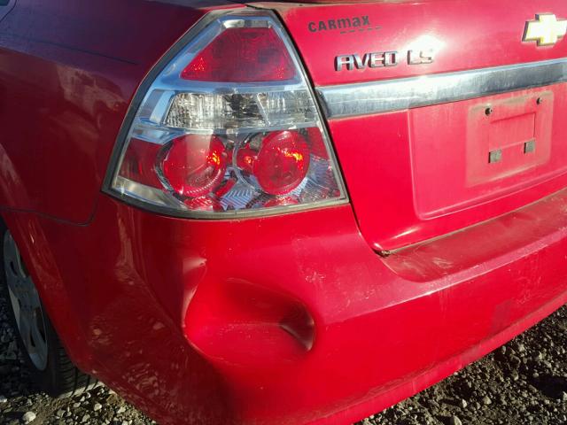 KL1TD56617B059543 - 2007 CHEVROLET AVEO BASE წითელი ფოტო 9