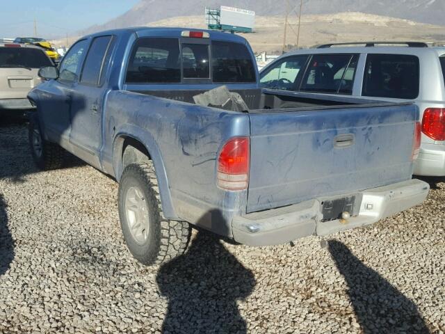 1B7HG48N82S557655 - 2002 DODGE DAKOTA QUA BLUE photo 3