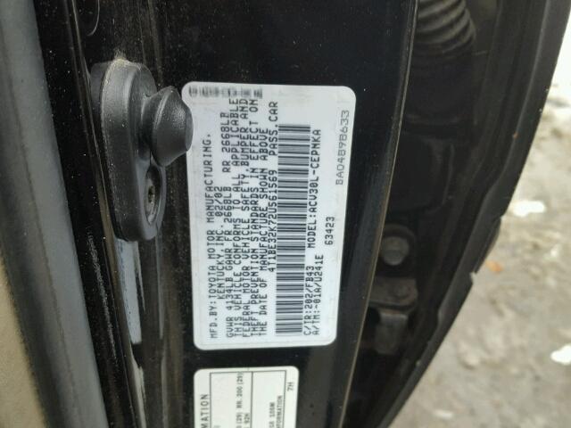 4T1BE32K72U561569 - 2002 TOYOTA CAMRY LE BLACK photo 10