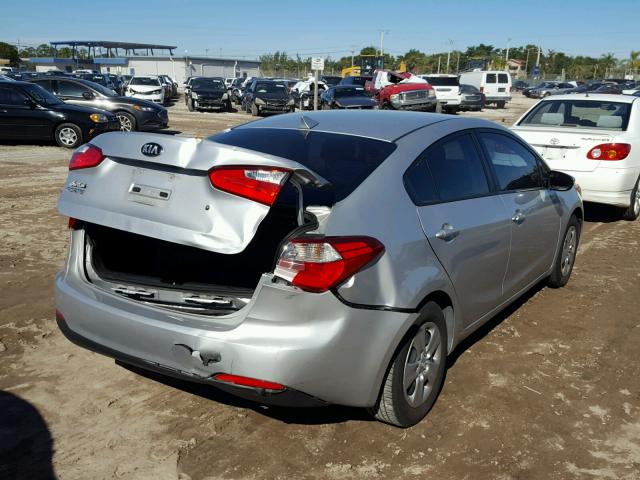 KNAFK4A63F5405972 - 2015 KIA FORTE LX SILVER photo 4