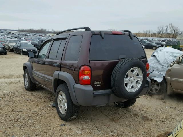 1J4GL48K94W243497 - 2004 JEEP LIBERTY SP BURGUNDY photo 3