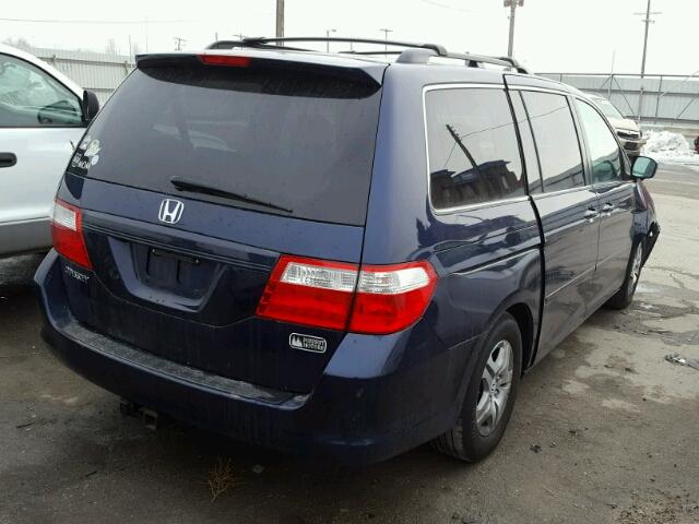 5FNRL38607B102399 - 2007 HONDA ODYSSEY EX BLUE photo 4