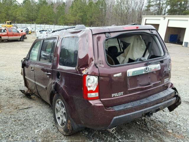 5FNYF48809B020279 - 2009 HONDA PILOT TOUR BURGUNDY photo 3