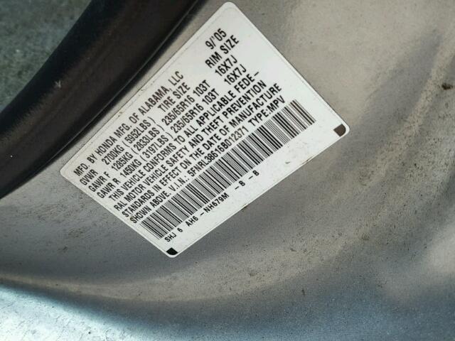 5FNRL38616B012371 - 2006 HONDA ODYSSEY EX BLUE photo 10