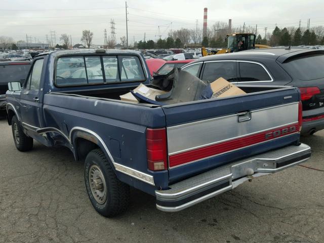 1FTEF15N2GPB77732 - 1986 FORD F150 BLUE photo 3