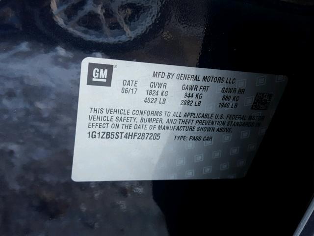 1G1ZB5ST4HF287205 - 2017 CHEVROLET MALIBU LS BLUE photo 10