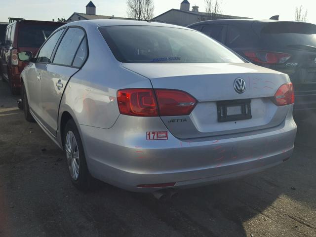 3VW2K7AJ3EM305139 - 2014 VOLKSWAGEN JETTA BASE SILVER photo 3