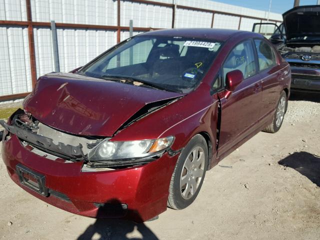 1HGFA16589L005766 - 2009 HONDA CIVIC LX RED photo 2