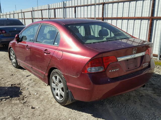 1HGFA16589L005766 - 2009 HONDA CIVIC LX RED photo 3