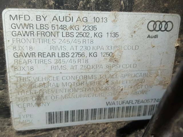 WA1UFAFL7EA057749 - 2014 AUDI A4 ALLROAD BLACK photo 10