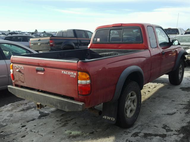 5TEWM72N21Z822106 - 2001 TOYOTA TACOMA XTR MAROON photo 4