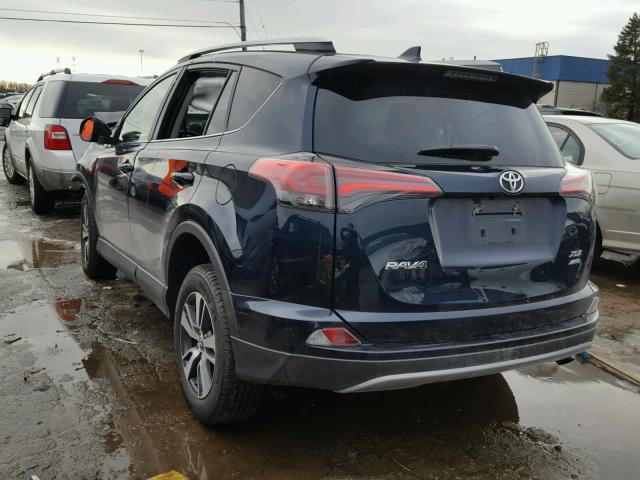 JTMRFREV0HJ172243 - 2017 TOYOTA RAV4 XLE BLUE photo 3