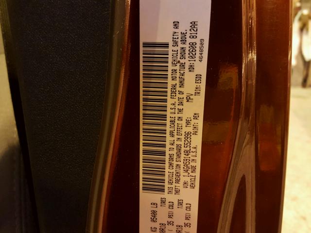 1J4GA59148L552996 - 2008 JEEP WRANGLER U MAROON photo 10