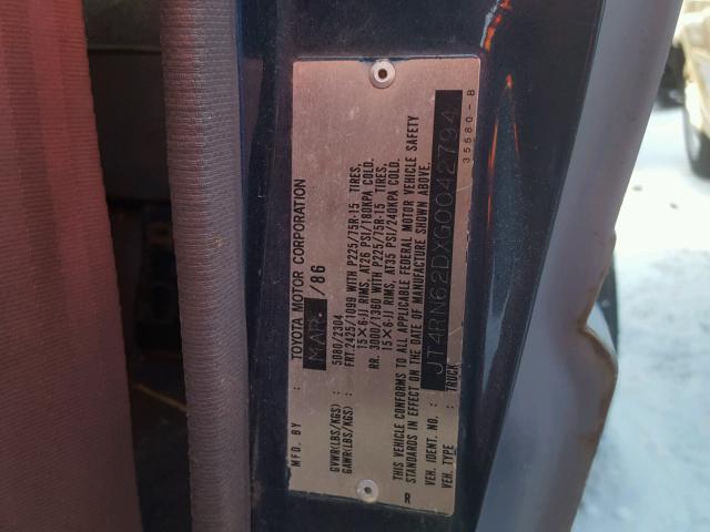 JT4RN62DXG0042794 - 1986 TOYOTA 4RUNNER RN BLUE photo 10