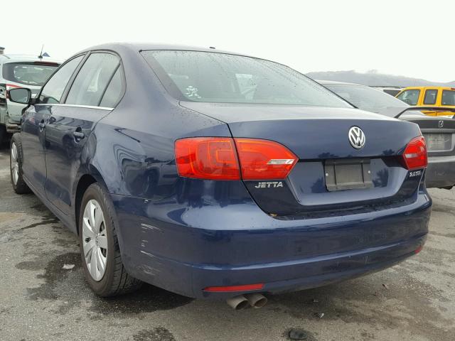 3VWDP7AJ7DM436020 - 2013 VOLKSWAGEN JETTA SE BLUE photo 3