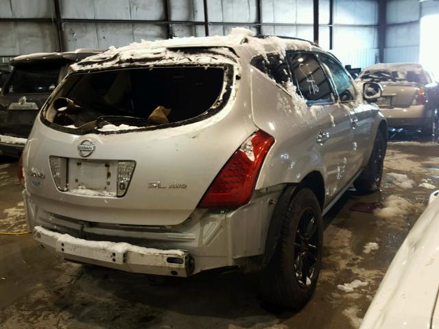 JN8AZ08W86W513557 - 2006 NISSAN MURANO SL SILVER photo 4