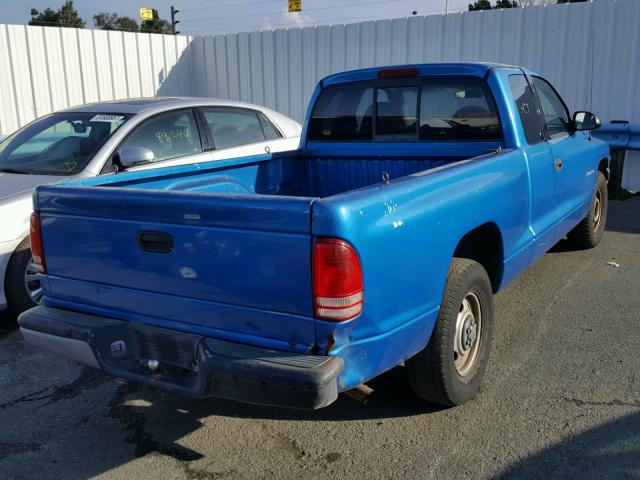 1B7GL22X0WS639682 - 1998 DODGE DAKOTA BLUE photo 4