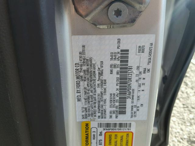 3FA6P0D97DR121781 - 2013 FORD FUSION TIT SILVER photo 10