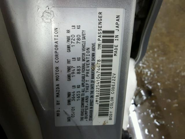 JM1BJ225410474478 - 2001 MAZDA PROTEGE LX 银色 照片 10