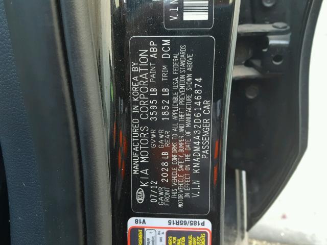 KNADM4A32D6146874 - 2013 KIA RIO LX Սև լուսանկար 10