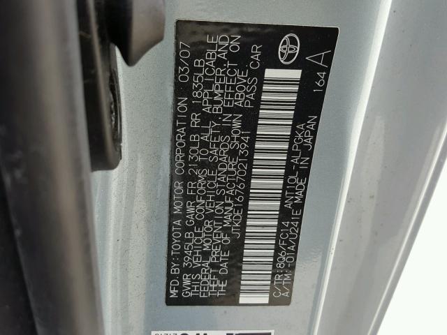 JTKDE167670213941 - 2007 TOYOTA SCION TC 蓝色 照片 10