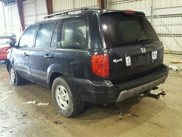 2HKYF18174H535338 - 2004 HONDA PILOT LX BLACK photo 3