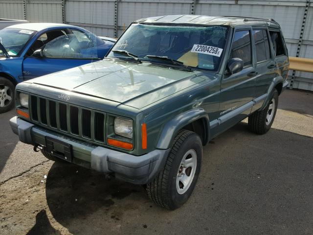 1J4FF48S9YL120308 - 2000 JEEP CHEROKEE S GREEN photo 2