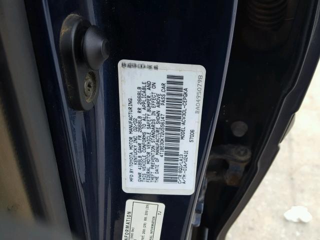 4T1BE30K72U556147 - 2002 TOYOTA CAMRY LE ლურჯი ფოტო 10