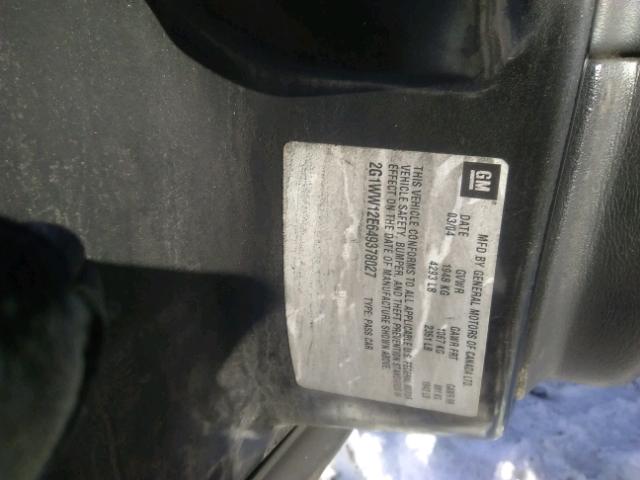 2G1WW12E649378027 - 2004 CHEVROLET MONTE CARL შავი ფოტო 10