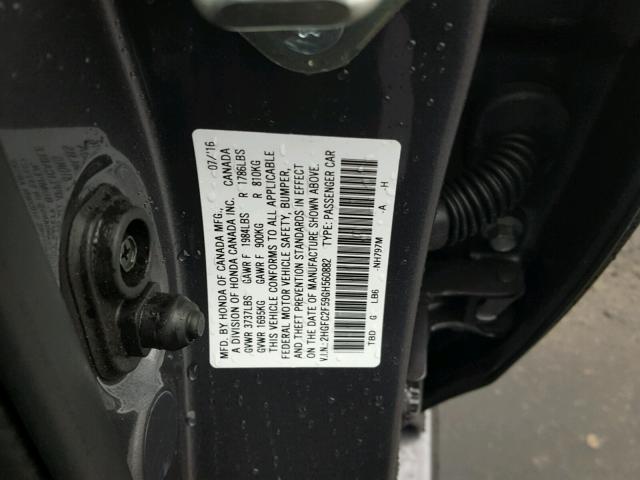 2HGFC2F59GH560882 - 2016 HONDA CIVIC LX CHARCOAL photo 10