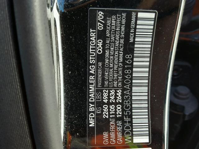 WDDHF5GB3AA068168 - 2010 MERCEDES-BENZ E 350 BLACK photo 10