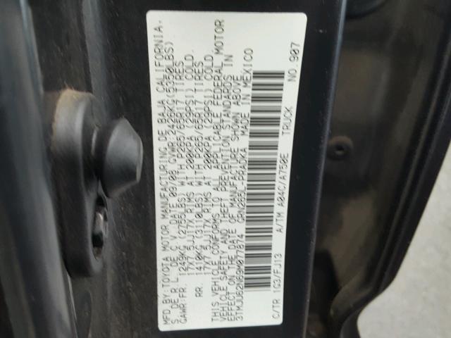 3TMJU62N69M077874 - 2009 TOYOTA TACOMA DOU BLACK photo 10