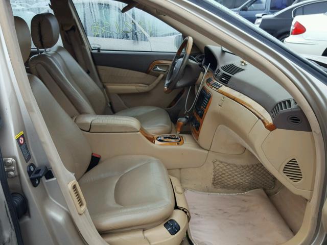 WDBNG75JX1A205119 - 2001 MERCEDES-BENZ S 500 BEIGE photo 5